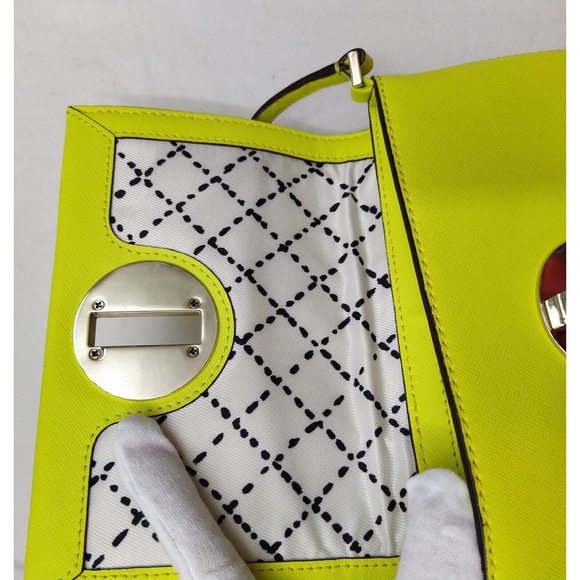 Kate Spade New York Highlighter Yellow Leather Turnlock Crossbody Bag - Picture 14 of 16